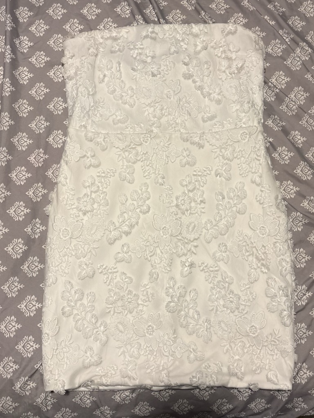 Altar'd State White Strapless Lace Mini Dress
